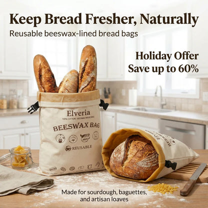 Premium 100% Cotton-Beeswax Bread Bags